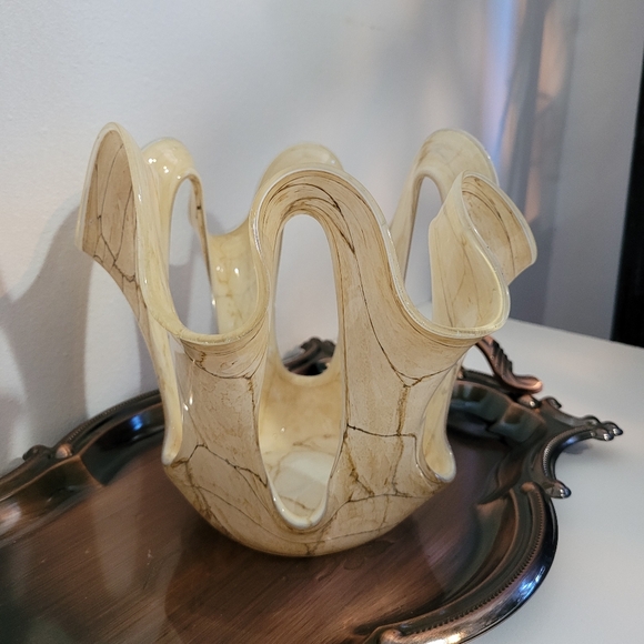 Vintage Jozefina Krosno Art Glass Vase Candle Holder - Picture 3 of 8